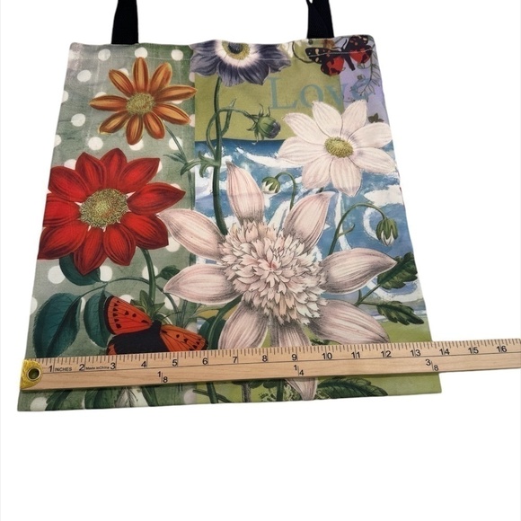 Floral Tote Bag with Butterfly Accents Polyester - Picture 3 of 3